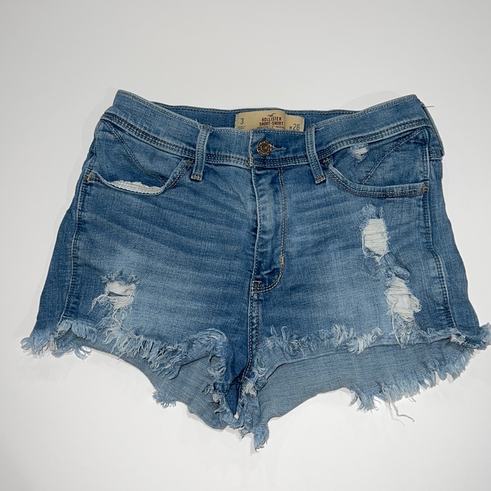 Hollister High Rise Distressed Jean Shorts 3